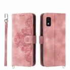 For Sharp Aquos Wish 3 Skin-feel Flowers Embossed Wallet Leather Phone Case(Pink) - 1