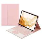 For Samsung Galaxy Tab S8+ / S7 FE / S7+ Round Cap Bluetooth Keyboard Leather Case with Pen Slot & Touchpad(Pink) - 1