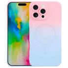 For iPhone 16 Pro Liquid TPU Silicone Gradient MagSafe Phone Case(Pink Blue) - 1