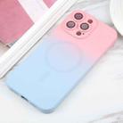 For iPhone 16 Pro Liquid TPU Silicone Gradient MagSafe Phone Case(Pink Blue) - 2