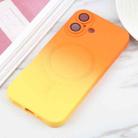 For iPhone 16 Plus Liquid TPU Silicone Gradient MagSafe Phone Case(Orange Yellow) - 2