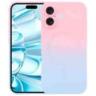 For iPhone 16 Plus Liquid TPU Silicone Gradient MagSafe Phone Case(Pink Blue) - 1