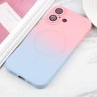 For iPhone 16 Plus Liquid TPU Silicone Gradient MagSafe Phone Case(Pink Blue) - 2