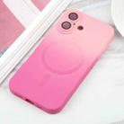 For iPhone 16 Liquid TPU Silicone Gradient MagSafe Phone Case(Pink Red) - 2