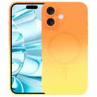 For iPhone 16 Liquid TPU Silicone Gradient MagSafe Phone Case(Orange Yellow) - 1