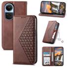 For OPPO Reno10 Global / Reno10 Pro Global Cubic Grid Calf Texture Magnetic Leather Phone Case(Brown) - 1