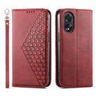 For OPPO A38 4G Cubic Grid Calf Texture Magnetic Leather Phone Case(Red) - 1