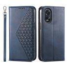 For OPPO A38 4G Cubic Grid Calf Texture Magnetic Leather Phone Case(Blue) - 1