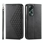 For OPPO A58 4G Cubic Grid Calf Texture Magnetic Leather Phone Case(Black) - 1