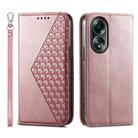 For OPPO A58 4G Cubic Grid Calf Texture Magnetic Leather Phone Case(Rose Gold) - 1