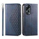 For OPPO A58 4G Cubic Grid Calf Texture Magnetic Leather Phone Case(Blue) - 1