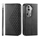 For OPPO Reno11 Pro China Cubic Grid Calf Texture Magnetic Leather Phone Case(Black) - 1