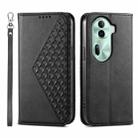 For OPPO Reno11 China Cubic Grid Calf Texture Magnetic Leather Phone Case(Black) - 1