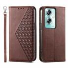 For OPPO A79 5G Cubic Grid Calf Texture Magnetic Leather Phone Case(Brown) - 1