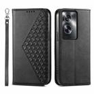 For OPPO A2 Cubic Grid Calf Texture Magnetic Leather Phone Case(Black) - 1