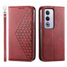 For OPPO A3 Pro 5G Cubic Grid Calf Texture Magnetic Leather Phone Case(Red) - 1