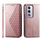 For OPPO A3 Pro 5G Cubic Grid Calf Texture Magnetic Leather Phone Case(Rose Gold) - 1