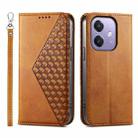 For OPPO A3 4G / 5G / A3X 4G / 5G India Cubic Grid Calf Texture Magnetic Leather Phone Case(Yellow) - 1