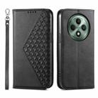 For OPPO Reno12 F 4G / 5G / F27 India Cubic Grid Calf Texture Magnetic Leather Phone Case(Black) - 1