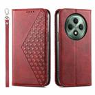 For OPPO Reno12 F 4G / 5G / F27 India Cubic Grid Calf Texture Magnetic Leather Phone Case(Red) - 1
