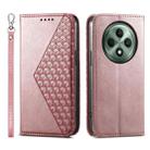 For OPPO Reno12 F 4G / 5G / F27 India Cubic Grid Calf Texture Magnetic Leather Phone Case(Rose Gold) - 1