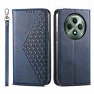 For OPPO Reno12 F 4G / 5G / F27 India Cubic Grid Calf Texture Magnetic Leather Phone Case(Blue) - 1