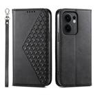 For OPPO Reno13 F 4G / 5G Cubic Grid Calf Texture Magnetic Leather Phone Case(Black) - 1