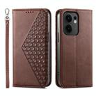 For OPPO Reno13 F 4G / 5G Cubic Grid Calf Texture Magnetic Leather Phone Case(Brown) - 1