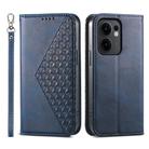 For OPPO Reno13 F 4G / 5G Cubic Grid Calf Texture Magnetic Leather Phone Case(Blue) - 1