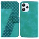 For Xiaomi Redmi 12 7-shaped Embossed Leather Phone Case(Green) - 1