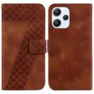 For Xiaomi Redmi 12 7-shaped Embossed Leather Phone Case(Brown) - 1