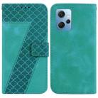 For Xiaomi Redmi Note 12 4G Global 7-shaped Embossed Leather Phone Case(Green) - 1
