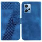 For Xiaomi Redmi Note 12 4G Global 7-shaped Embossed Leather Phone Case(Blue) - 1