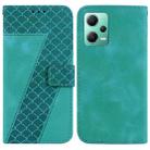 For Xiaomi Redmi Note 12 5G China/Global/Poco X5 7-shaped Embossed Leather Phone Case(Green) - 1