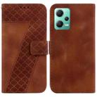 For Xiaomi Redmi Note 12 5G China/Global/Poco X5 7-shaped Embossed Leather Phone Case(Brown) - 1
