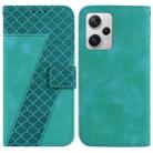For Xiaomi Redmi Note 12 Pro+ Global 7-shaped Embossed Leather Phone Case(Green) - 1