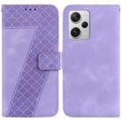 For Xiaomi Redmi Note 12 Pro+ Global 7-shaped Embossed Leather Phone Case(Purple) - 1