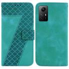 For Xiaomi Redmi Note 12S 7-shaped Embossed Leather Phone Case(Green) - 1