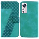 For Xiaomi 12 Pro 7-shaped Embossed Leather Phone Case(Green) - 1