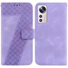 For Xiaomi 12 Pro 7-shaped Embossed Leather Phone Case(Purple) - 1