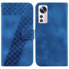 For Xiaomi 12 Pro 7-shaped Embossed Leather Phone Case(Blue) - 1