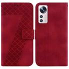 For Xiaomi 12 Pro 7-shaped Embossed Leather Phone Case(Red) - 1