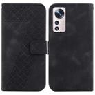 For Xiaomi 12 Pro 7-shaped Embossed Leather Phone Case(Black) - 1