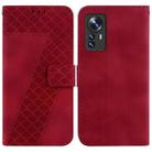 For Xiaomi 12/12X 7-shaped Embossed Leather Phone Case(Red) - 1