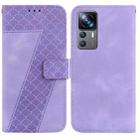 For Xiaomi 12T/12T Pro 7-shaped Embossed Leather Phone Case(Purple) - 1