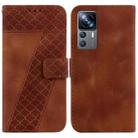 For Xiaomi 12T/12T Pro 7-shaped Embossed Leather Phone Case(Brown) - 1