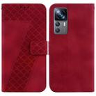 For Xiaomi 12T/12T Pro 7-shaped Embossed Leather Phone Case(Red) - 1