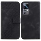 For Xiaomi 12T/12T Pro 7-shaped Embossed Leather Phone Case(Black) - 1