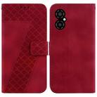 For Xiaomi Poco M4 5G 7-shaped Embossed Leather Phone Case(Red) - 1