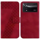 For Xiaomi Poco X4 Pro 5G 7-shaped Embossed Leather Phone Case(Red) - 1